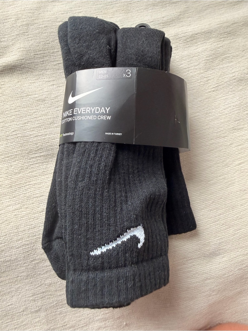Nike Black Everyday Cushioned Crew Socks - 3 Pack